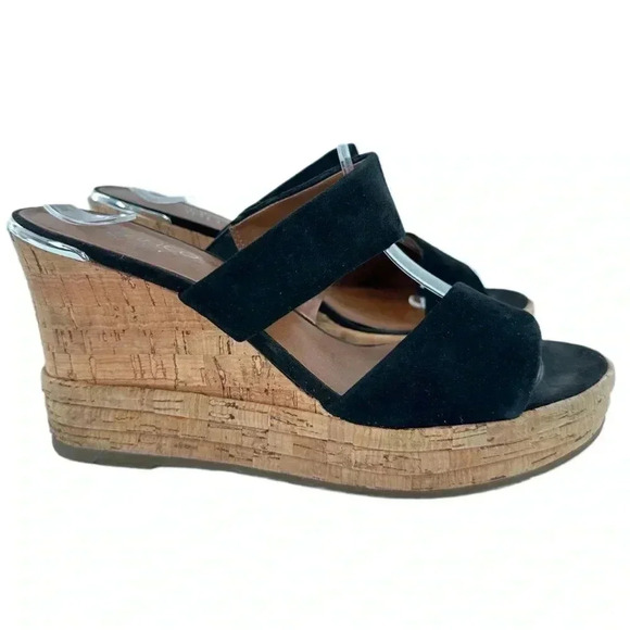 Franco Sarto womens size 8 38 black suede chunky platform slides - Picture 12 of 12